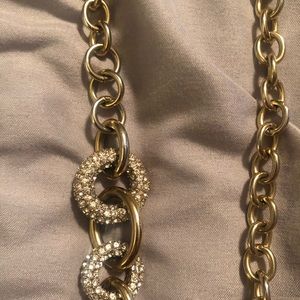 Gold necklace with faux diamond studs